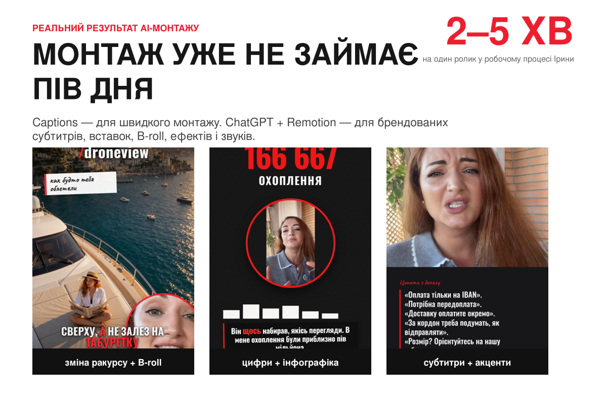 Змонтовані ролики і два маршрути монтажу